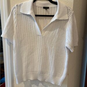 Talbots White Textured Knit Sweater